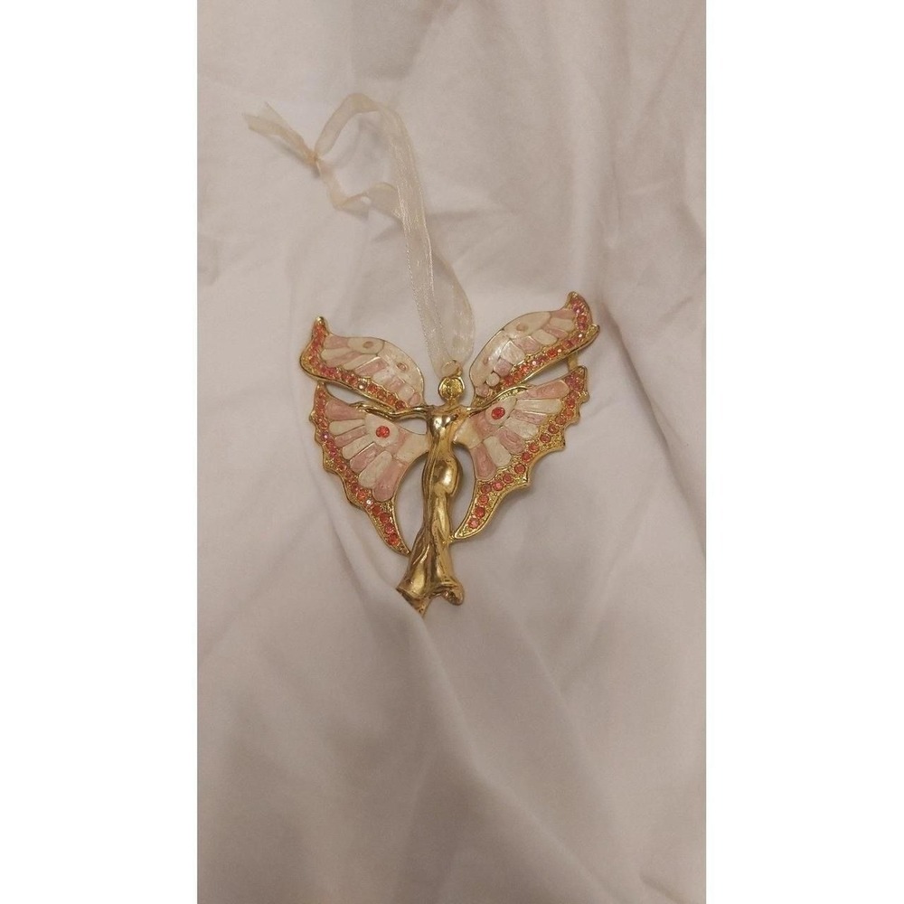 LOVELY ART DECO ART NOVEAU GOLD TONE VINTAGE CLOISONNE ENAMEL FAIRY